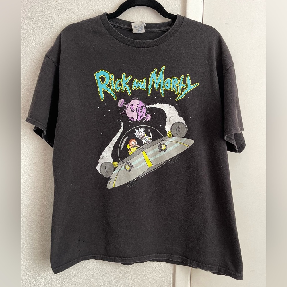 2021 Delta Rick and Morty Spaceship Graphic Black Tee Shirt X-Large [ADULT SWIM]
